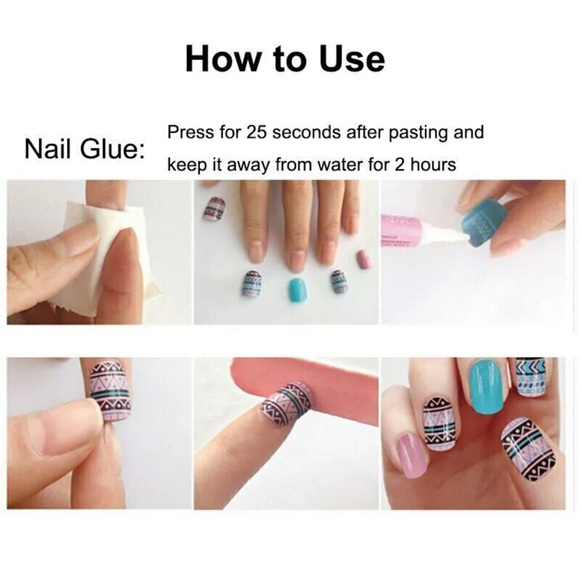 Long Oval Fake Press On Nails Decor Nails Full Cover French White Black Gradient - Picture 4 of 7